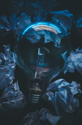 Lightbulb representing book in progress